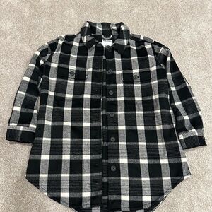 Old Navy Shirt Womens Large Shacket Black White Thick heavy Plaid NEW